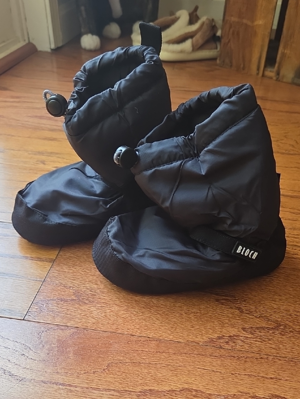Bloch Black Quilted Dance Booties with Drawstring